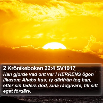 2 Krönikeboken 22:4 SV1917 Bible Verse Image