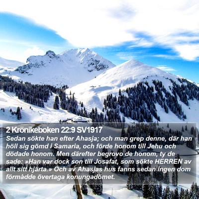 2 Krönikeboken 22:9 SV1917 Bible Verse Image