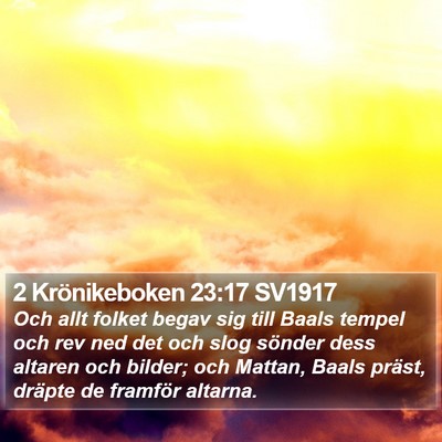2 Krönikeboken 23:17 SV1917 Bible Verse Image