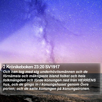 2 Krönikeboken 23:20 SV1917 Bible Verse Image