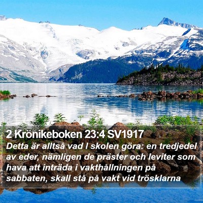 2 Krönikeboken 23:4 SV1917 Bible Verse Image
