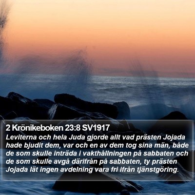 2 Krönikeboken 23:8 SV1917 Bible Verse Image