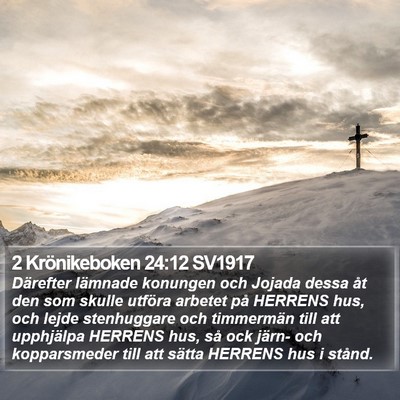 2 Krönikeboken 24:12 SV1917 Bible Verse Image