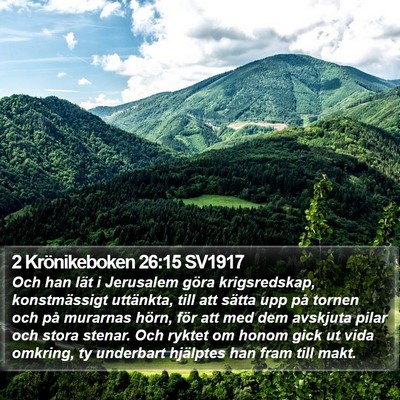 2 Krönikeboken 26:15 SV1917 Bible Verse Image