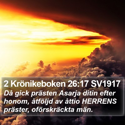 2 Krönikeboken 26:17 SV1917 Bible Verse Image