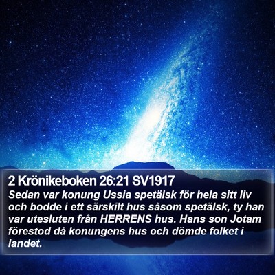 2 Krönikeboken 26:21 SV1917 Bible Verse Image