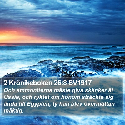 2 Krönikeboken 26:8 SV1917 Bible Verse Image
