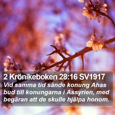 2 Krönikeboken 28:16 SV1917 Bible Verse Image