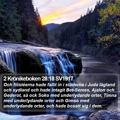 2 Krönikeboken 28:18 SV1917 Bible Verse Image