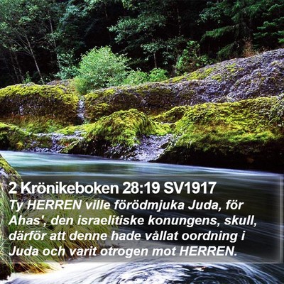2 Krönikeboken 28:19 SV1917 Bible Verse Image