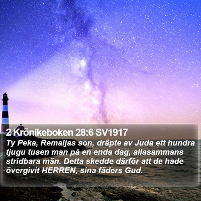 2 Krönikeboken 28:6 SV1917 Bible Verse Image
