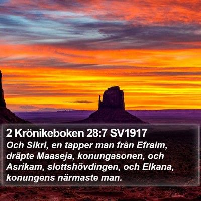 2 Krönikeboken 28:7 SV1917 Bible Verse Image