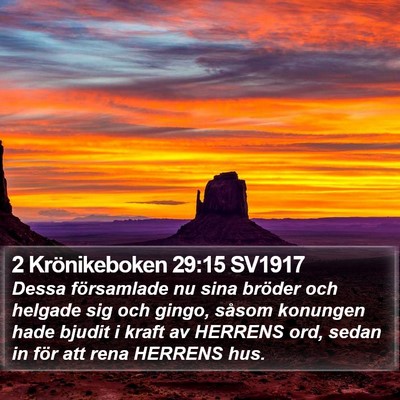 2 Krönikeboken 29:15 SV1917 Bible Verse Image