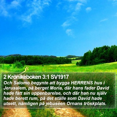 2 Krönikeboken 3:1 SV1917 Bible Verse Image