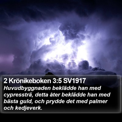 2 Krönikeboken 3:5 SV1917 Bible Verse Image