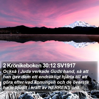 2 Krönikeboken 30:12 SV1917 Bible Verse Image