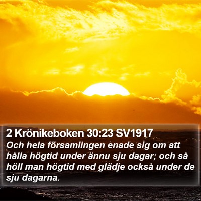 2 Krönikeboken 30:23 SV1917 Bible Verse Image