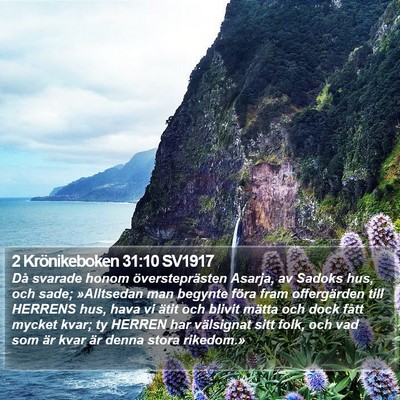 2 Krönikeboken 31:10 SV1917 Bible Verse Image