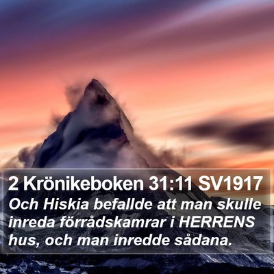 2 Krönikeboken 31:11 SV1917 Bible Verse Image