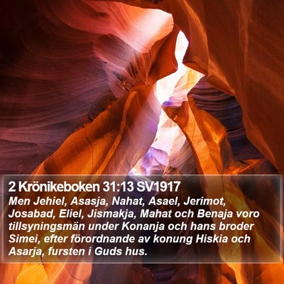 2 Krönikeboken 31:13 SV1917 Bible Verse Image
