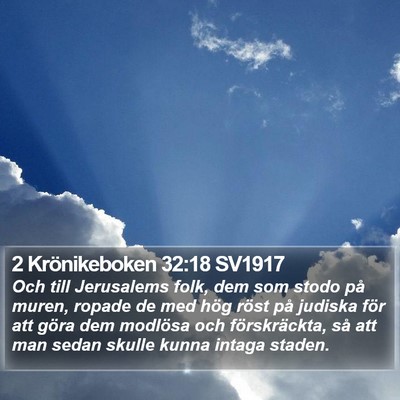 2 Krönikeboken 32:18 SV1917 Bible Verse Image