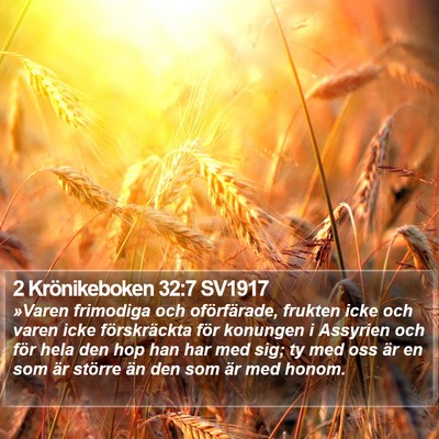 2 Krönikeboken 32:7 SV1917 Bible Verse Image