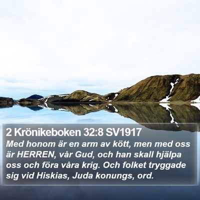 2 Krönikeboken 32:8 SV1917 Bible Verse Image