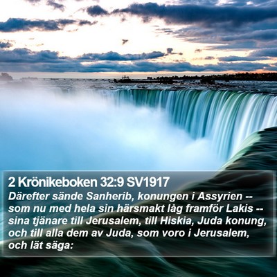 2 Krönikeboken 32:9 SV1917 Bible Verse Image