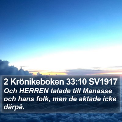 2 Krönikeboken 33:10 SV1917 Bible Verse Image