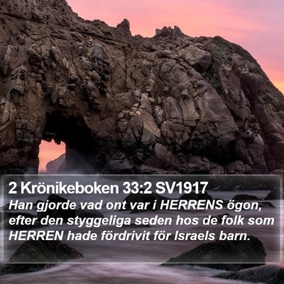 2 Krönikeboken 33:2 SV1917 Bible Verse Image