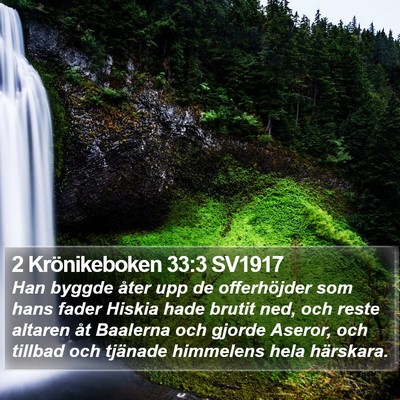 2 Krönikeboken 33:3 SV1917 Bible Verse Image