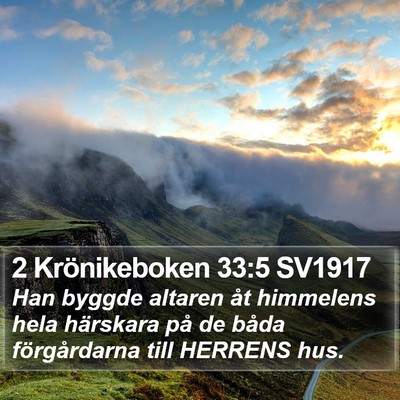 2 Krönikeboken 33:5 SV1917 Bible Verse Image