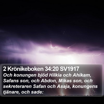 2 Krönikeboken 34:20 SV1917 Bible Verse Image