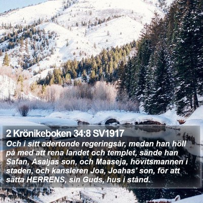 2 Krönikeboken 34:8 SV1917 Bible Verse Image