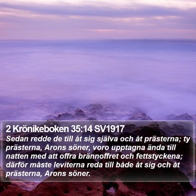 2 Krönikeboken 35:14 SV1917 Bible Verse Image