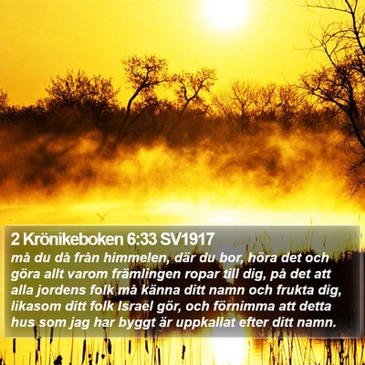 2 Krönikeboken 6:33 SV1917 Bible Verse Image