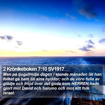 2 Krönikeboken 7:10 SV1917 Bible Verse Image