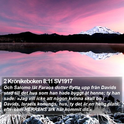 2 Krönikeboken 8:11 SV1917 Bible Verse Image
