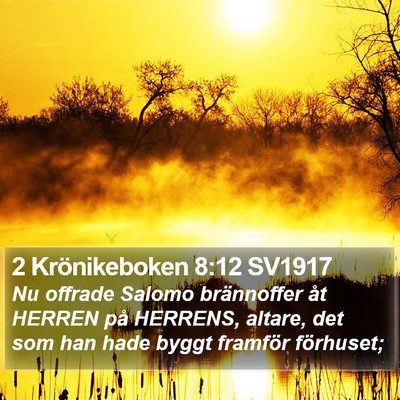 2 Krönikeboken 8:12 SV1917 Bible Verse Image