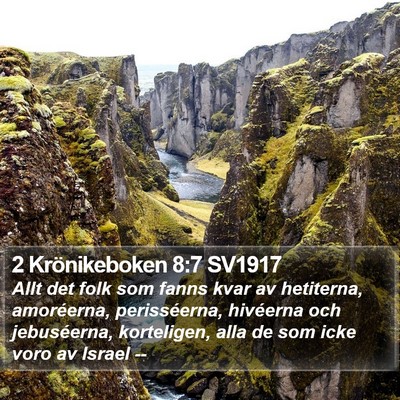 2 Krönikeboken 8:7 SV1917 Bible Verse Image