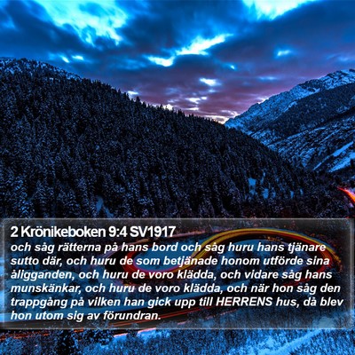 2 Krönikeboken 9:4 SV1917 Bible Verse Image
