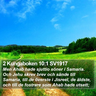 2 Kungaboken 10:1 SV1917 Bible Verse Image