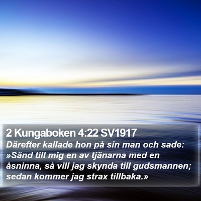 2 Kungaboken 4:22 SV1917 Bible Verse Image