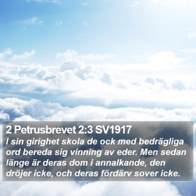 2 Petrusbrevet 2:3 SV1917 Bible Verse Image