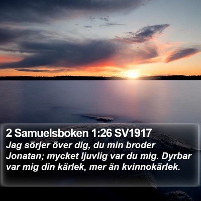 2 Samuelsboken 1:26 SV1917 Bible Verse Image