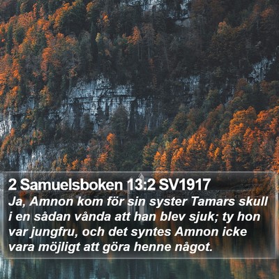 2 Samuelsboken 13:2 SV1917 Bible Verse Image