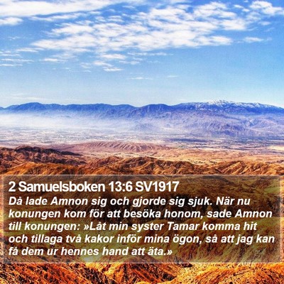 2 Samuelsboken 13:6 SV1917 Bible Verse Image
