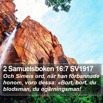 2 Samuelsboken 16:7 SV1917 Bible Verse Image