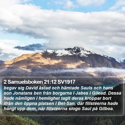 2 Samuelsboken 21:12 SV1917 Bible Verse Image