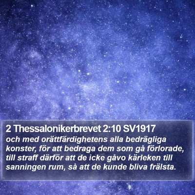 2 Thessalonikerbrevet 2:10 SV1917 Bible Verse Image